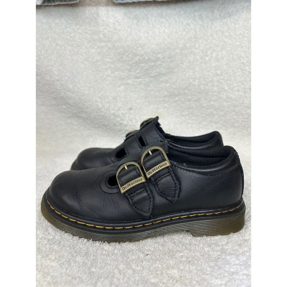 Dr. Martens kids Mary Jane Black Leather Double Strap Shoes Size 11 US